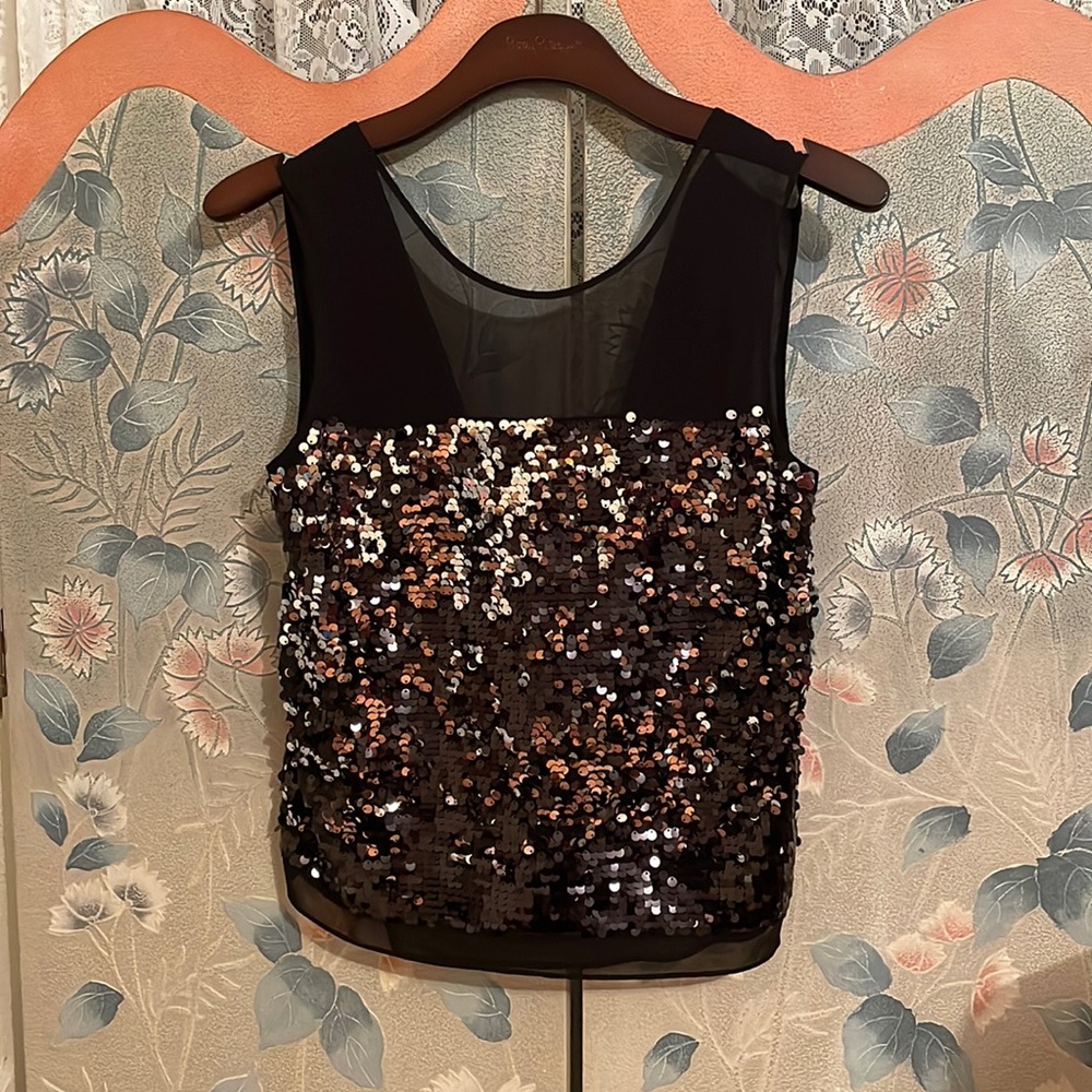 BCBG MAXAZRIA sequin black top xxs
